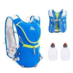 Triwonder Professional Outdoors Mochilas Trail Marathoner Running Race Hydration Vest Hydration Pack Backpack Blue - With 2 Water Bottles