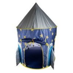 Rocket Play Tent with Stars in Blue & Black 105cm x 130cm