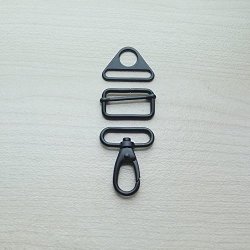 5 Sets 1.5" 38MM Swivel Clip Triglides Ring Adjuster Triangle For Buckle Webbing Cotton Black