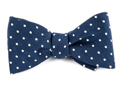 Blend Linen Dotted Dots Navy Self-tie Bow Tie
