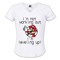 Im Not Working Out Im Leveling Up Super Mario - Hers Vneck Clothing