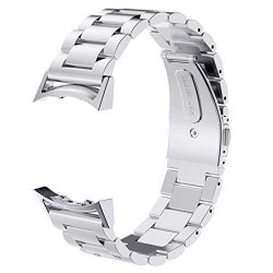 Gear S2 Bands V-moro Solid Stainless Steel Metal Replacement Band With Adapters For Samsung Gear S2 Smart Watch Metal Silver