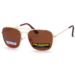 Square Aviator Mens Polarized Sunglasses 043 - Light Gold