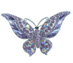 Sindary 3.74" Butterfly Brooch Pin Pendant Rhinestone Crystal Austrian Crystal BZ4538 Silver-tone Purple