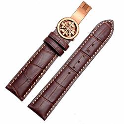 20MM 21MM 22MM Black brown Leather Watch Band Strap Deployment Buckle Fit For Patek Philippe 20MM Brown Rose Gold Buckle