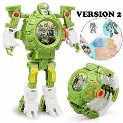 Gomamo Transformers Toys Toys For 4 5 Year Old Boys 3 In 1 Projection Robot Watch Kids Toys Green