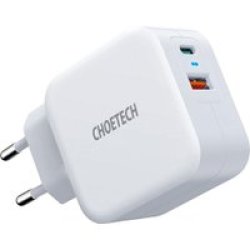 Choetech PD5002 Dual-port Fast Eu USB Charging Adapter 38W White - Ideal For Tablets