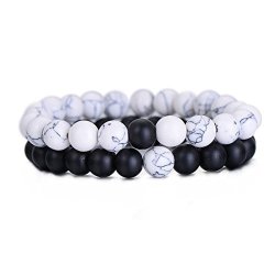 Vwh White Black His And Hers Couples Beads Bracelets For Men Women