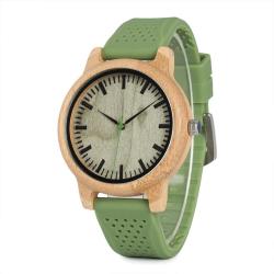 Unisex Bamboo Watch With Silicone Strap B06