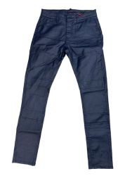 Cmira Mens Navy Blue Waxed Skinny Jeans