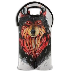 Fomete Wolf Wine Travel Carrier & Cooler Bag 2-BOTTLE Wine Carrying Tote