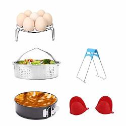 Instant Pot Accessories Set With Steamer Basket Egg Steamer Rack Non-stick Springform Pan Steaming Stand 1 Pair Silicone Cooking Pot Mitts 5 Piece