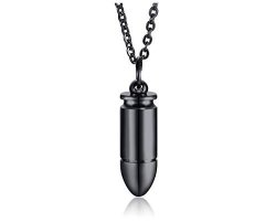 Vnox Stainless Steel Bullet Pendant Necklace For Men Women Silver black