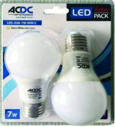 Acdc LED Lamp 7W E27 A60 - Cool White