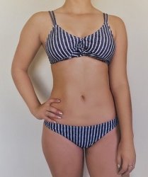 Twist Front Striped Print Bikini Set