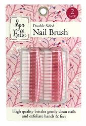 Spa Bella Double Sided Nail Brush 2 Pack Pink