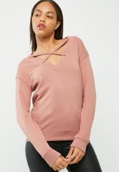 Missguided Cross Front Sweatshirt - Pink