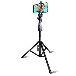 Fugetek 51 Professional Selfie Stick Tripod 100% All Aluminum Stick & Legs Lightweight Bluetooth Remote Portable All In One Compatible With Iphone & Android Non Skid Feet Black
