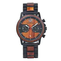 Dual Time Zone Sandalwood Wooden Men's Watch E15-3