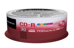 Sony 30CDQ80XP Cd-r 48X 80 MIN 700MB Color Spindle Compact Disc 30-PACK