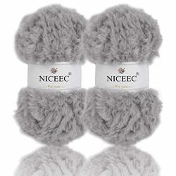 NICEEC 450g Chunky Fur Yarn Super Soft Faux Fur Yarn Fluffy Yarn Fuzzy Yarn  Eyelash Yarn for Crochet Knit-Total Length 3×26m(3×28yds,150g×3)-Light