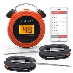NutriChef Smart Bluetooth BBQ Grill Thermometer with Digital Display