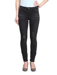 JEANS Allee Women's Distressed Black Mid-rise Skinny Ankle Dahlia-ak 31