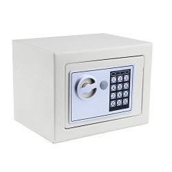 Security Box Digital Home Safe Box Wall Floor Electronic Keypad Lock Security Safe Boxes For Money Jewelry 8.9" X 6.5" X 6.5" White