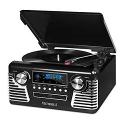 Victrola 50'S Retro 3-SPEED Bluetooth Turntable With Stereo Cd Player And Speakers Black