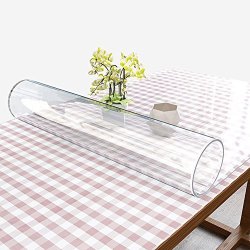 Hm&dx Transparent Pvc Table Protector Waterproof Wipeable Heat Resistant No Shrinking 1.5MM Thick Soft Plastic Tablecloth Table Cover Mat For Dining Kitchen-clear 2424IN