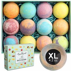 Tropical Fruit Scented Bath Bombs - Gift Set Of Large Fizzy Bathbombs With Organic Essential Oils - Natural Vegan Oil Bubble Bomb And Moisturizing