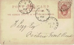 Cape Of Good Hope 1889 Qv Half D Proving Postcard With Bonc 393 With Victoria West Cds Adjacent