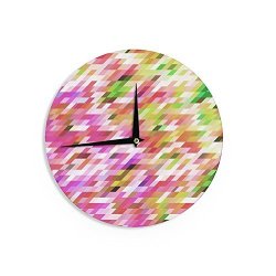 KESS InHouse Dawid Roc "spring Summer Geometric" Pastel Digital Wall Clock 12