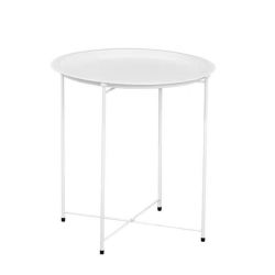 Quality Round Patio Side End Table - White
