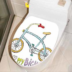 Toilet Seat Decal I Love My Bicycle Quote Print With A Little Fashionable Kids Bike With Toilet Bathroom Seat Vinyl Sticker Funny Decoration W13XH16