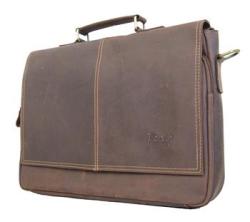 Fino Genuine Leather 15" Messenger Laptop Bag-8419-2 - Coffee