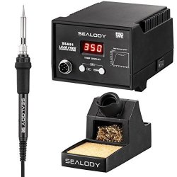Digital Soldering Station With Pure Aluminum Soldering Stand Tip Cleaning Wire And Sponge SSA51 Black
