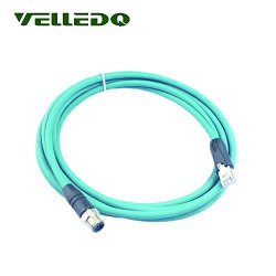 VELLEDQ Industrial Pre-Wired M12 4-Pin D-Coding Female Connector to RJ45 E4 Plug ETHERNET Cable 3M//10FT Shielded Line