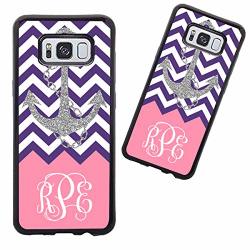 Customized Phone Case For Samsung Galaxy S8 Purple Chevron Anchor Pattern Personalized For Samsung Galaxy S8