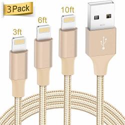 Lightning Cable Apple Certified - Quntis Iphone Charger 3PACK 3FT 6FT 10FT Nylon Braided USB Fast Charging Cord Compatible With Iphone 11 Pro X