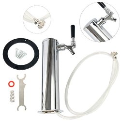 Yaebrew Stainless Steel Polished Single Faucet Draft Beer Tower Single Tap Draft Beer Kegerator Tower 3" Column Chrome-plated Brass Faucets Single Faucet