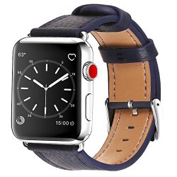 Apple Watch Band 38MM Marge Plus Genuine Leather Iwatch Strap Replacement Band With Stainless Metal Buckle For Apple Watch Series 3 Series 2 Series