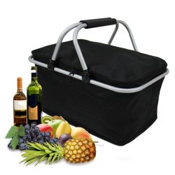 IPREE??30L Folding Camp Picnic Insulated Bag Ice Cooler Hamper Lunch Food Storage Basket