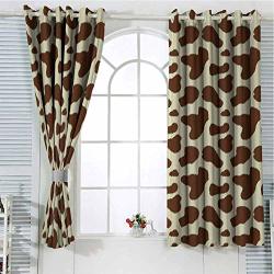 Helloleon Cow Print Grommet Curtains White Brown Locker Curtains 55X45 Inch Cattle Skin With Brown Spots Agriculture Cow And Oxen Hide Camouflage Pattern