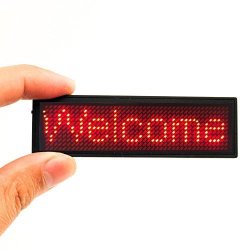  LED Name Tag, OUHL Upgraded LED Name Badge Cellphone