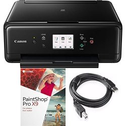 Canon Pixma TS6120 Wireless All-in-one Compact Multi-function Printer With General High Speed 6-FOOT USB Printer Cable And Corel Paint Shot Pro X9 Black
