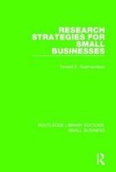 Research Strategies For Small Businesses Hardcover
