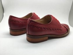 Yinzo Genuine Leather Ruffled Bullock Womens Shoes - Wine 7