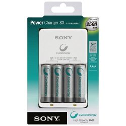 Sony Power Charger With 4XAA High Capacity Ni-mh Rechargeable Batteries 2500MAH