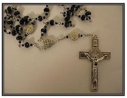 Chaplet Of St Benedict In Black Crystal Glass Beads